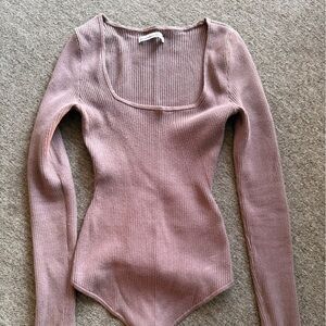 Abercrombie Dusty Rose One-Shoulder Ribbed Sweater